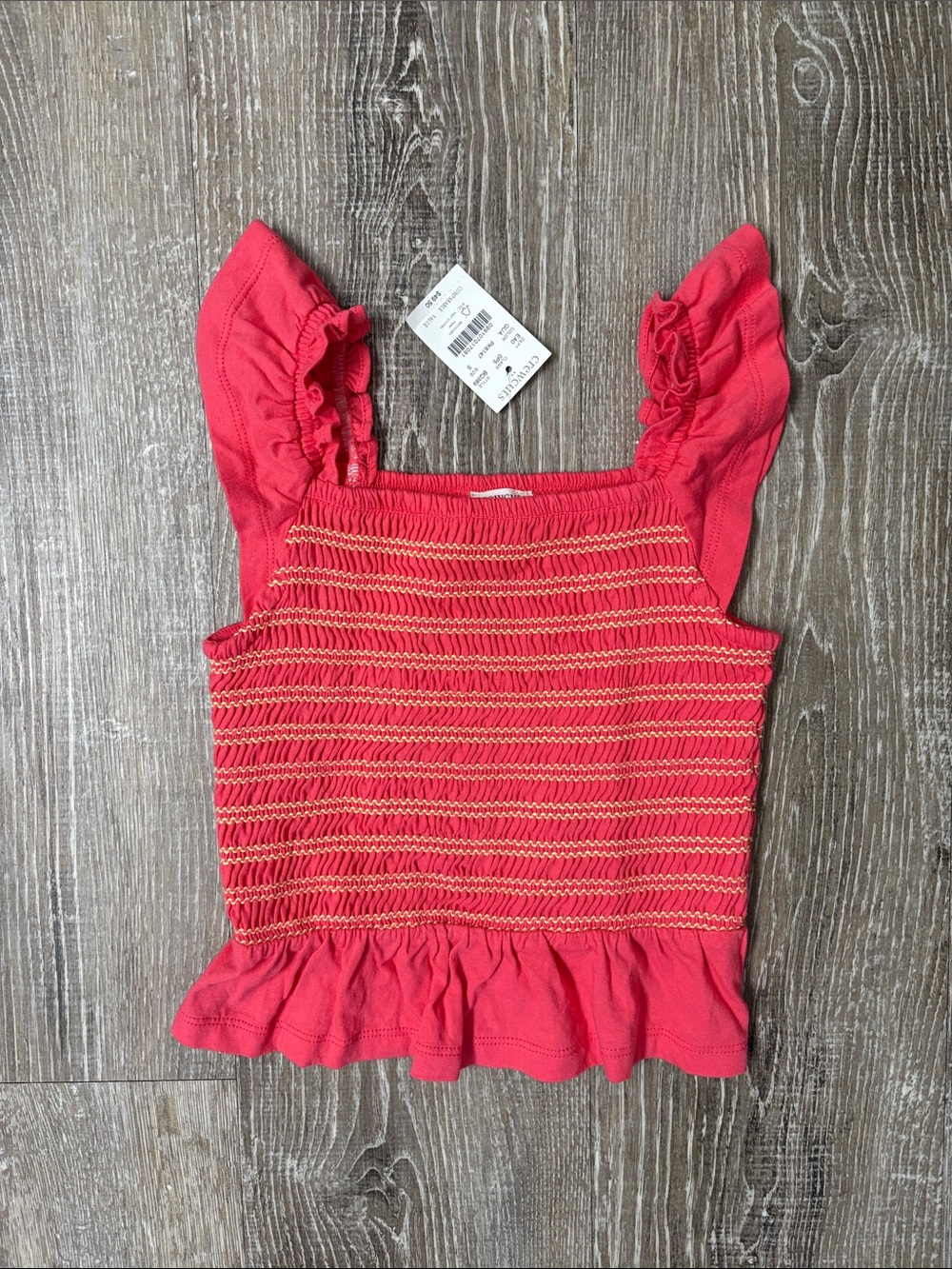 Crewcuts Coral Smocked Ruffle Tank Top